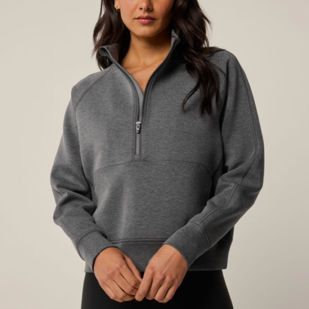 Greyson Kristina Melange Half-Zip Sweatshirt in Smoke Heather Gray